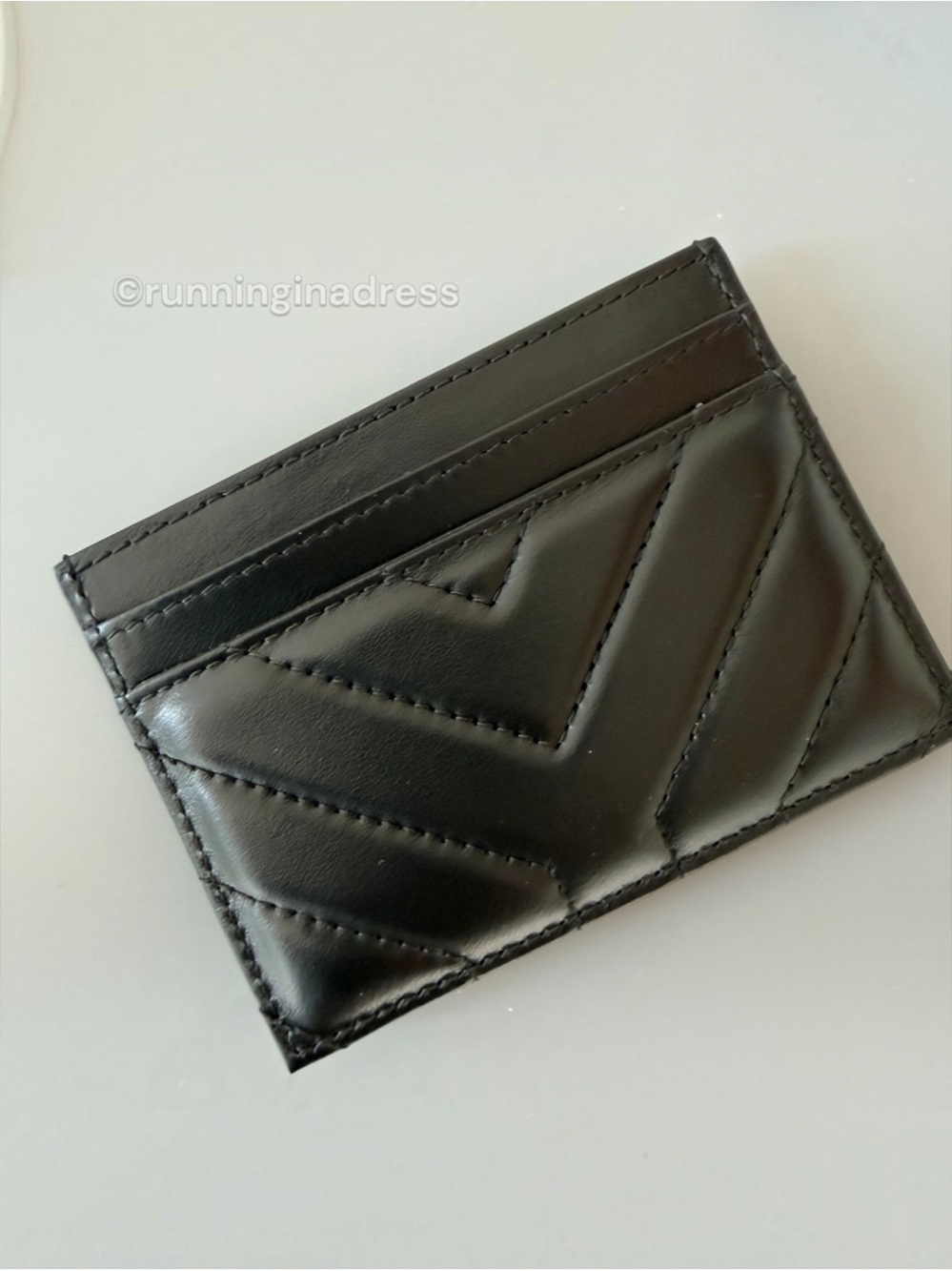 Saint Laurent YSL Joan Quilted Leather Card Case Holder Wallet Black Gold Stamp - Picture 4 of 9